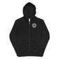 Unisex zip up hoodie - Front: Logo, Back: Text